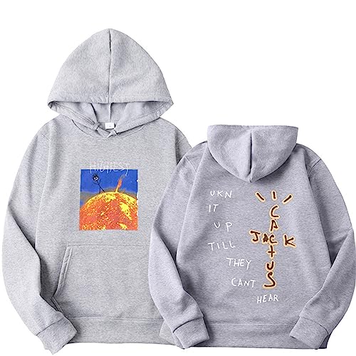 Hip Hop Sänger Travis Scott Bedrucktes Übergroßes Hoodie Cactus Jack Cartoon Sweatshirt, Herbst Und Winter Kapuzenpullover Unisex Freizeitjacke XS~3XL-Grey||M von Xiakila