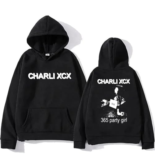 Xiakila Hoodie Charli Singer XCX Cartoon Print Pullover, Hoodie Mode Langarm Casual Plus Size Sportswear Unisex-Black||XS von Xiakila