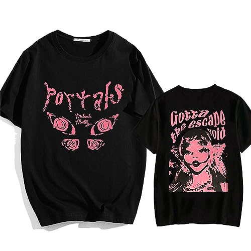 Xiakila Kurzärmliges Wende Graffiti T Shirt Für Herren Und Damen Mit Melanie Martinez Aufdruck, Lässiges Übergroßes Baumwoll Sweatshirt Für Frühling Und Sommer XS ~ 3XL-Black||XS von Xiakila