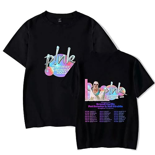 Xiakila P!NK T-Shirt Cartoon Grafik Sweatshirt, Herren Damen Wendedruck Große Größe Kurze Ärmel Modisch Lässig-Black||XS von Xiakila