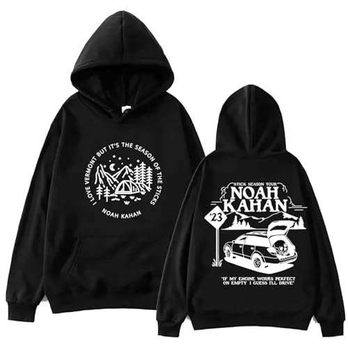 Xiakila Pullover Noah Kahan Tour Hoodie Unisex Langarm-Sweatshirt, Musik-Fan-Sweatshirt Frühling Und Herbst Lässige Übergroße Jacke-Black||XS von Xiakila