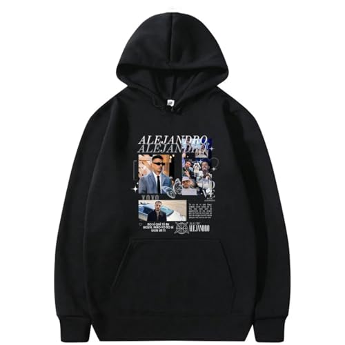 Xiakila Pullover Rapper Rauw Alejandro Cartoon Print Hoodie, Männer Frauen Langarm Sweatshirt Hip Hop Freizeitjacke XS ~ 4XL-Black||XS von Xiakila