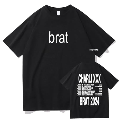 Xiakila Sweatshirt Charli-XCX Tour Klassisches T Shirt, Modisches Lässiges Unisex Retro Baumwoll T Kurzarmshirt-Black||XS von Xiakila