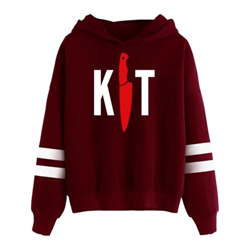 Xiakila Sweatshirt Kill Hoodie Tony Letter Print Pullover, Kinder Plus Size Kapuzenpullover Retro Casual Langarmjacke Unisex-Red||XS von Xiakila