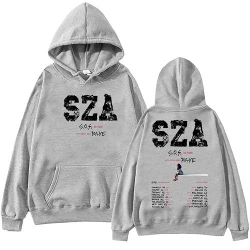 Xiakila Sweatshirt Sza Tour Bedruckter Hoodie, Hip Hop Plus Size Pullover Herren Damen Retro Casual Sweatshirt-Black||XS von Xiakila