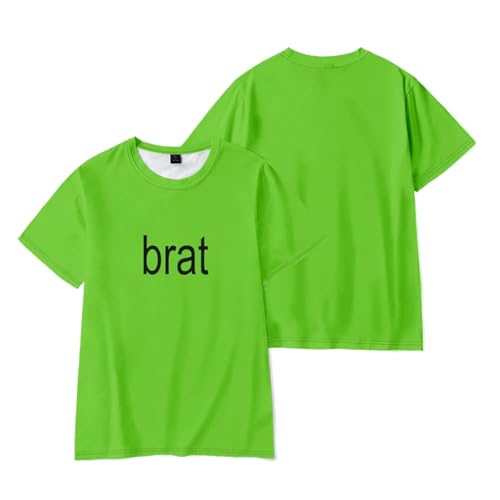 Xiakila T Shirt Charli-XCX Cartoon Buchstaben Druck Sweatshirt, Herren Und Damen 3D Rundhals Kurzarm Sommergrün Kurzarm Sweatshirt-Green||XS von Xiakila