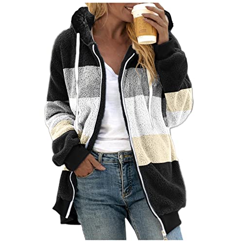 Damen Jacke Winter Lederjacke Fleecejacke Dünn Warm Winterjacke Leicht Steppjacke Grosse Grössen Trainingsjacke Kapuze Übergangsjacke Lang Damen-Jacken Bomberjacke Daunenjacke Windjacke von Xiangdanful