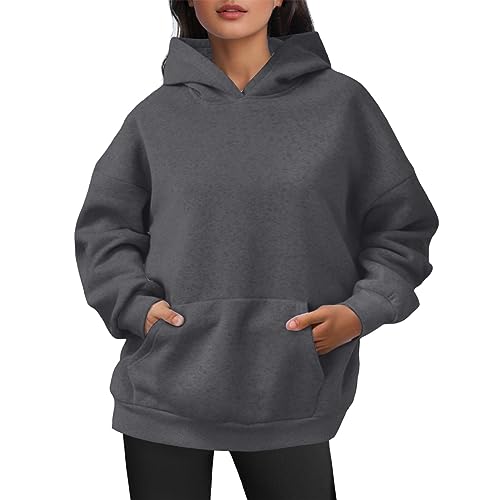 Essentials Hoodie Sweatshirt Damen Reißverschluss Flauschig Hoody Strick Kapuzenpullover Sommer Y2k Jacke Oversized Sweatshirts Sweatjacke Oversize von Xiangdanful