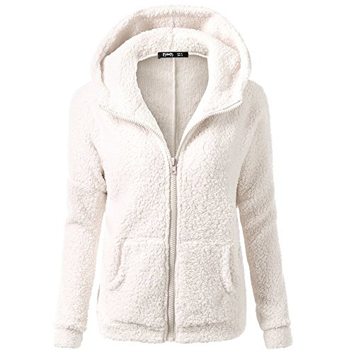 Fleecejacke Damen Kapuzenjacke Warm Fleece Sweatjacke mit Reißverschluss Casual Teddy Hoodie Jacke Winter Einfachheit Übergangsjacke Leicht Wintermantel Einfarbig Fleecejacke von Xiangdanful