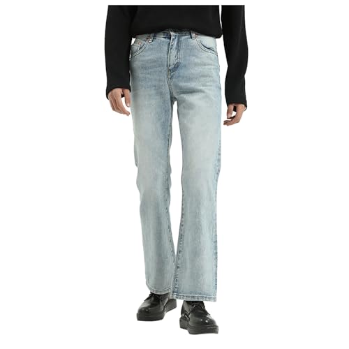 Herren Baggy Fit Jeans Jeanshose Streetwear Loose y2k Denim Pants Hose mit Knopfleiste Weitem Bein Lässig Männer Straight Leg von Xiangdanful