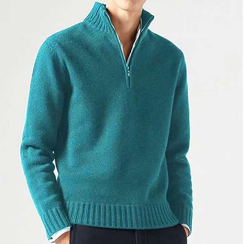 Herren Strickjacke Sweatjacke Zipper Essentials Pullover Cardigan Ohne Kapuze Feinstrick mit Stehkragen und Reißverschluss von Xiangdanful