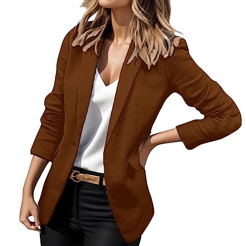 Jackett Damen Pieces Sweatblazer Leichter Sommerblazer Kurz Schwarz Kostüme Sportlich Trachtenjacke Leicht Business Anzug Blazer Für Sommer Elegant Blaser Longblazer von Xiangdanful