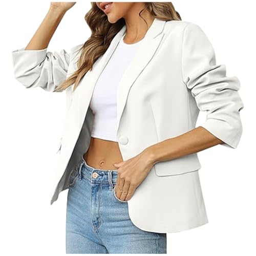 Sweatblazer Damen Schwarz Blazer Longblazer Sommer Pieces Elegant Anzug Kurz Trachtenjacke Weißer Kostüme Blaser Sportlich Business Jackett & Für Leichter Sommerblazer von Xiangdanful