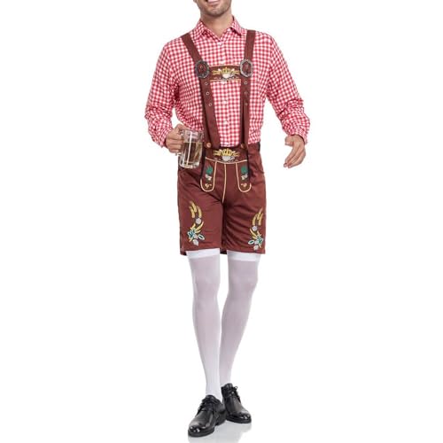 Trachten Lederhose Herren Kurze Oktoberfest Tracht Komplett Trachtenhose Kurz Set Trachtenset Trachtenlederhosen Trachtenweste Lederhosen Trachtensocken von Xiangdanful