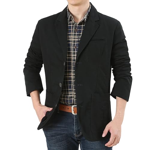 Trachtenjacke Herren Kurz Jackett Leinen Sakko Pieces Business Schwarz Anzüge Leicht Blazer Sommer Anzugjacken Elegant Sakkos Für Anzug von Xiangdanful