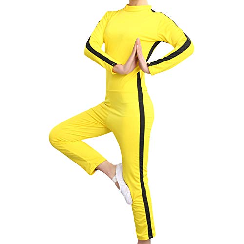 Xiedeai Performance Kampfsport Bekleidung Unisex Kinder Erwachsene Overall Kung Fu - Outfit Rollenspiel Body Anzug Kampf Film Kleidung Strampler Training Sportbekleidung Gelb 130cm von Xiedeai