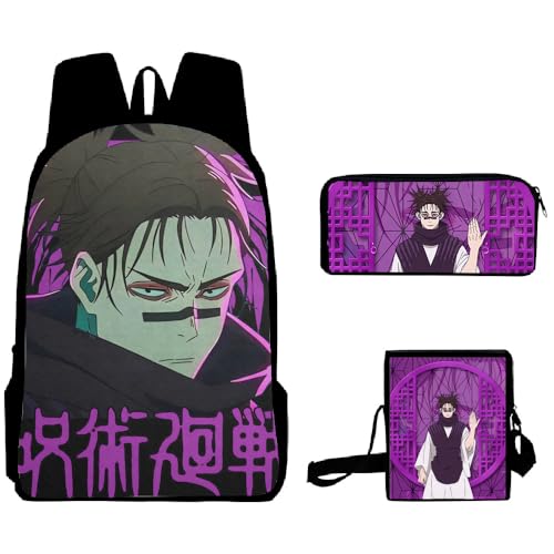 Xinchangda Satoru Gojo Rucksack mit Federmäppchen & Umhängetasche, 3-teiliges Set, Satoru Gojo Anime Rucksack, 3D-Druck, Laptoptasche, Cartoon-Schultasche für Jungen und Mädchen, Chōsō, 40*30*13CM, von Xinchangda