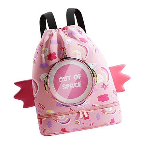 Xinhuju Kinder-Schwimmtasche, Kinder-Schwimmrucksack, Kinder-Pool-Rucksack, Kinder-Schwimmtasche mit trockener und Nasser Trennung, tragbarer wasserdichter Kordelzug-Rucksack mit Schuhfach von Xinhuju