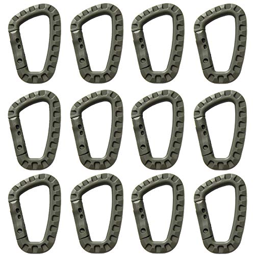 Sports Karabiner Haken Schnapphaken Rucksack Karabiner Clip Verschluss Haken Klettern Clips Snap für Tasche Gepäck Camping Reisen und Wandern Schlüsselanhänger Outdoor 12 Stück Set (Armeegrün) von Xinlie