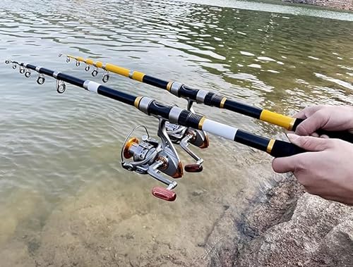 Teleskop Angelrute 2,1 M-3,6 M Reel Combo Angelrute Outdoor Angelrute Geeignet for Fluss Angeln(Color:Giallo,Size:2.4M Rod with DC3000) von Xiyuhuagn