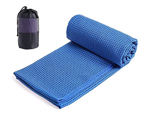 Xlabor Mikrofaser Yogatuch Handtuch mit Antirutsch Noppen Yogamattenauflage Unterlage Towel Fitnesssporttuch für die Yogamatte blau von Xlabor
