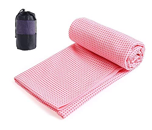 Xlabor Mikrofaser Yogatuch Handtuch mit Antirutsch Noppen Yogamattenauflage Unterlage Towel Fitnesssporttuch für die Yogamatte rosa von Xlabor