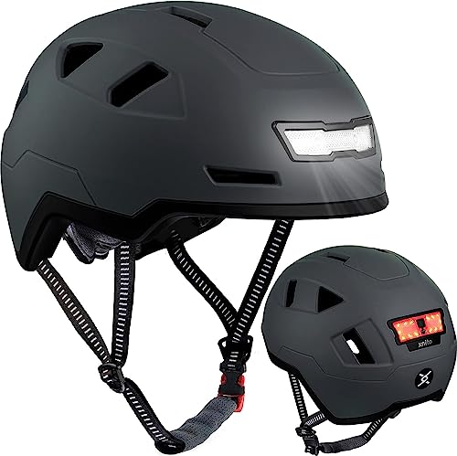 Allround Helm mit LED Beleuchtung: Fahrradhelm mit integriertem Licht: anpassbar, belüftet, leicht | Cityhelm für Herren + Damen: sicher im Stadtverkehr, E-Bike von XNITO