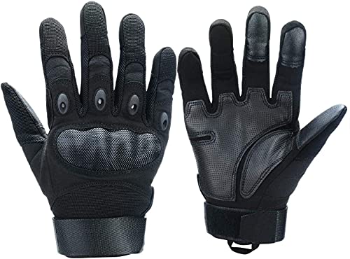 Xnuoyo Gloves Gummi Hart Vollfinger und Halbe Fingerhandschuhe Touchscreen Handschuhe für Motorrad Radfahren Jagd Klettern Camping (XL, schwarz) von Xnuoyo