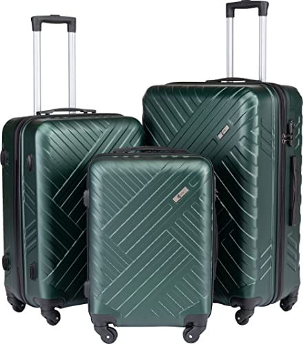 Xonic Design Reisekoffer - Hartschalen-Koffer mit 360° Leichtlauf-Rollen - hochwertiger Trolley mit Zahlenschloss in M-L-XL oder Set (Dusky Green, Set) von Xonic