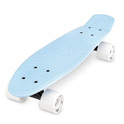 Xootz Cruiser Skateboard, für Kinder geeignet, im Retro-Design, aus Plastik, gebrauchsfertig Blau blau 22-Inch von Xootz