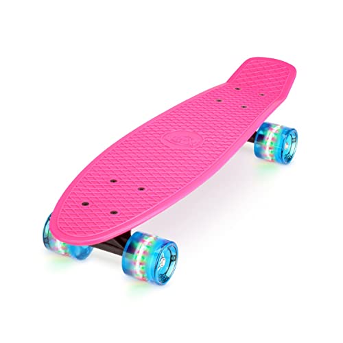 Xootz Retro-Kunststoff-Skateboard mit LED-Leuchtrollen, für Kinder, komplett, Kinder, Complete Retro Plastic, Rose von Xootz