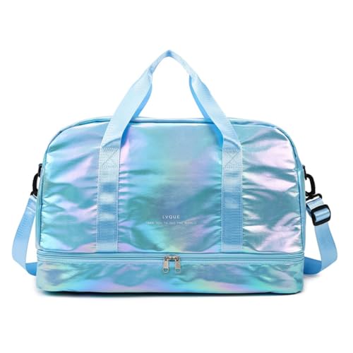 Xuanxi Taschen für Damen, Reisetasche für Damen und Mädchen, Sporttasche, große Kapazität, Turnbeutel, Yogatasche, Gepäcktasche, Schultertasche, Tragegriff oben, Perlglanz-Blau von Xuanxi