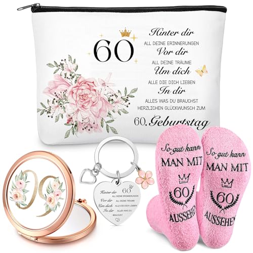 Xuniea 60. Geburtstag Geschenkset für Frauen Kosmetiktasche Schlüsselanhänger Kosmetikspiegel Pinke Socken So gut kann Man MIT 60 Aussehen für Damen Oma Weihnachten Ehefrau Mutter Schwester Freundin Xuniea 60. Geburtstag Geschenkset für Frauen Kosmetiktasche Schlüsselanhänger Kosmetikspiegel Pinke Socken So gut kann Man MIT 60 Aussehen für Damen Oma Weihnachten Ehefrau Mutter Schwester Freundin von Xuniea