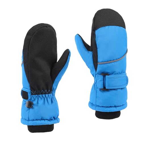 Xvbhaq Kinder Winterhandschuhe Winter Winddicht Wasserdicht Warme Handschuhe mit Plüschfutter Geeignet für Winter Outdoor Skifahren Skaten und Radfahren und Andere Sportarten Blau Größe XS 7-9 Jahren von Xvbhaq