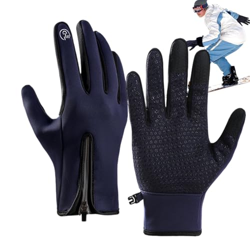 Xvilmaun wasserdichte Winterhandschuhe, Snowboardhandschuhe,Wasserabweisende Touchscreen-Handschuhe - Warme Unisex-Handschuhe mit Reißverschluss, Ausrüstung für kaltes Wetter zum Wandern, Radfahren von Xvilmaun