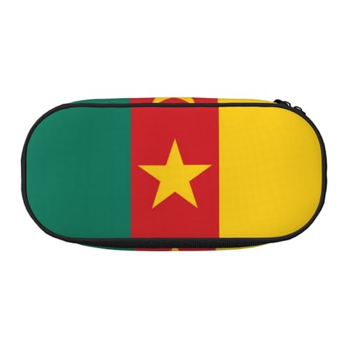 Xzdal Bedrucktes Federmäppchen mit Flagge von Kamerun zur Aufbewahrung von Schreibwaren oder Kosmetika, Catering für vielfältige Aufbewahrungsbedürfnisse, Schwarz , Einheitsgröße, Kosmetikkoffer von Xzdal