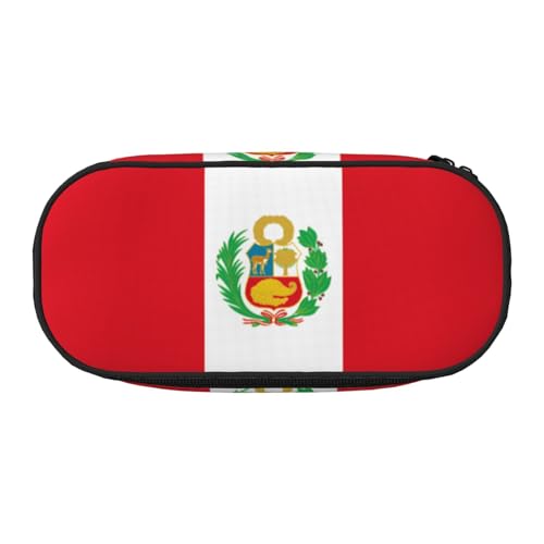 Xzdal Bedrucktes Federmäppchen mit Flagge von Peru, zur Aufbewahrung von Schreibwaren oder Kosmetika, Catering für vielfältige Aufbewahrungsbedürfnisse, Schwarz , Einheitsgröße, Kosmetikkoffer von Xzdal