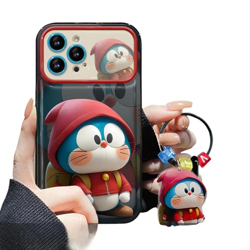 YAAYAGO Für iPhone 15 Hülle Niedliche Cartoon -Katzen -Katze Anhänger Flip Mirror Handy -Hülle Geeignet Für 15 Pro Max -Telefonhülle Für iPhone 14-Black01+Anhänger-11 Pro Max von YAAYAGO