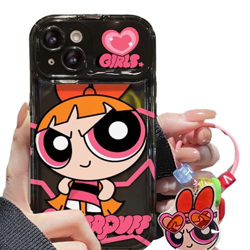 YAAYAGO Handyhülle Für iPhone 15 Netter Cartoon Design Stand Mit Make-Up Spiegel Für Frauen Und Mädchen Spaß Cool Und Einzigartige Anhänger-A01-12promax von YAAYAGO