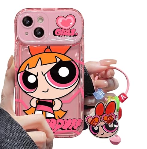 YAAYAGO Handyhülle Für iPhone 15 Netter Cartoon Design Stand Mit Make-Up Spiegel Für Frauen Und Mädchen Spaß Cool Und Einzigartige Anhänger-A07-12pro von YAAYAGO