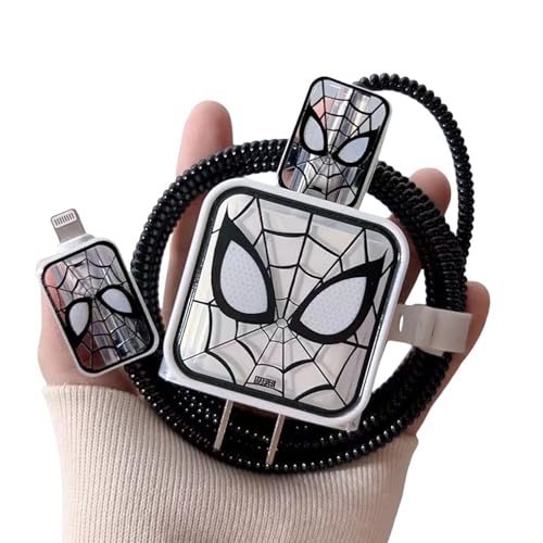 YAAYAGO Spider Man Handyhülle für iPhone 15 Hülle Spider Mann Staubdes USB -Kabel -Lade -Kopfwickler -Schutzhülle Für iPhone 18/20W-Black-cdqbht-Für iPhone 11Promax von YAAYAGO