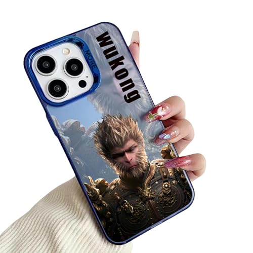 YAAYAGO Sun-Wukong Handyhülle für iPhone 16 Hülle Sun-Wukong AFFE Handyhülle Für IPhone15pro Cool Für IPhone14promax Für IPhone16promax Spiel AFFE Cartoon Handyhülle-Blau-Für iphone13 von YAAYAGO