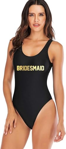 YAAYAGO Team Bride Swimsuit S ~ 3XL Bride to Be Squad Damen-Badeanzüge,Brautjungfern-Team-Badeanzüge-3Xl-Schwarz 1-Bridesmaid von YAAYAGO