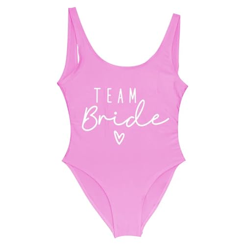 YAAYAGO Team Bride Swimsuit S-3Xl Team Braut Einkeiles Badeanzug Squad Women Badelorette Party Badeanzug-Rosa-L von YAAYAGO