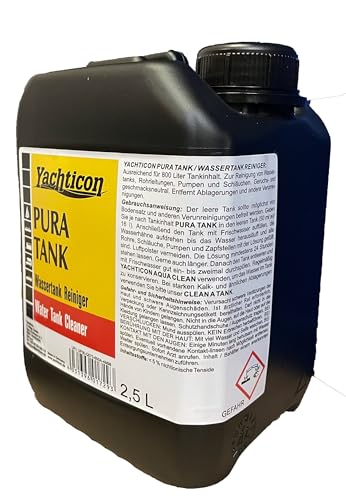 YACHTICON Pura Tank ohne Chlor Tankreiniger für Frischwassertanks & Leitungen in Caravan, Wohnmobil, Boot | Trinkwasser, Grauwasser | entfernt Verschmutzungen sicher und gründlich, Volumen:2,5 Liter YACHTICON Pura Tank ohne Chlor Tankreiniger für Frischwassertanks & Leitungen in Caravan, Wohnmobil, Boot | Trinkwasser, Grauwasser | entfernt Verschmutzungen sicher und gründlich, Volumen:2,5 Liter von YACHTICON