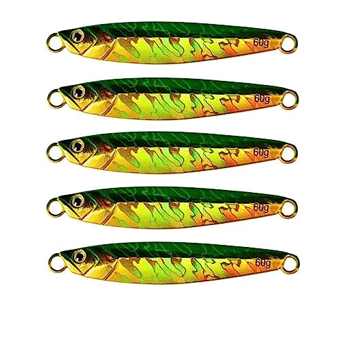YAGHANG 5-teiliges Set Jig Shone Hard Bait Angeln Metall Jiging Lure Zubehör Buntes Crankbait Minnow Sinking Baits Kit (Color : A 5 Pcs No Hook, Size : 21g) von YAGHANG