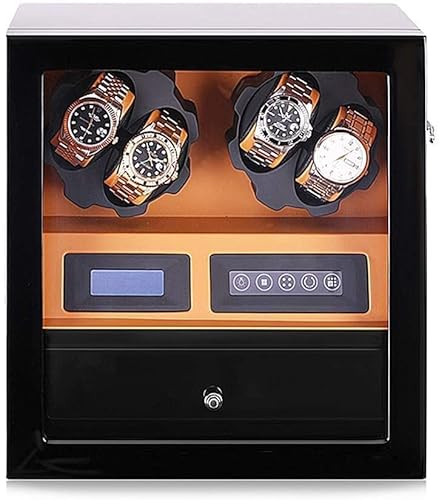 YAJBMMOK Watches Automatic Watch Winder Box for 4 Watches + 5 Storage Position, Watch Winder LCD Digital Display Quiet Engine, with Drawer von YAJBMMOK