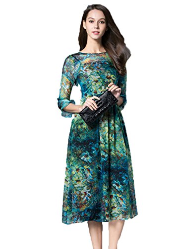 Yali Ärmel in das Kleid von Seide bedruckt mit Farben XXL Colore della foto von YALI