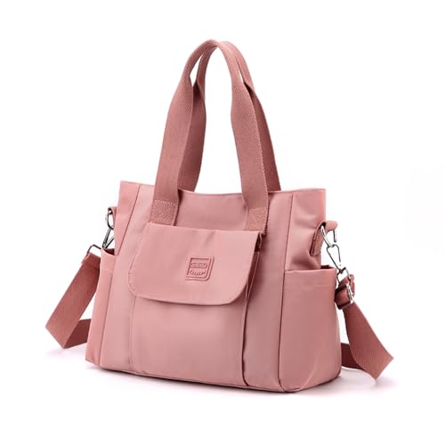 YANAIER Damen Handtasche Umhängetasche Multi Fach Shopper Schultertasche Wasserdicht Nylon Henkeltasche für Reisen Schule Arbeit Rosa YANAIER Damen Handtasche Umhängetasche Multi Fach Shopper Schultertasche Wasserdicht Nylon Henkeltasche für Reisen Schule Arbeit Rosa von YANAIER