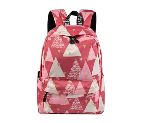 YANAIER Mädchen Schulrucksack Modischer Freizeitrucksack für Frauen Teenager Jungen Wasserdicht Tasche Schulranzen Tagesrucksack mit Laptopfach Rotes Dreieck von YANAIER